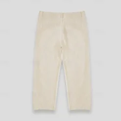 Men's Linen Pants Trousers Summer Pants Front Pocket Straight Leg Plain Comfort Breathable Casual Daily Holiday Fashion Basic White Beige