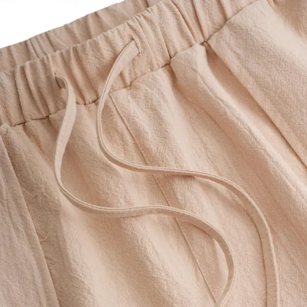 Men's Linen Pants Trousers Summer Pants Pocket Drawstring Plain Comfort Breathable Full Length Yoga Casual Daily Basic Straight Loose Fit Black White Micro-elastic