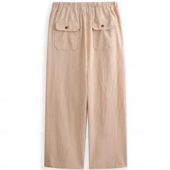 Men's Linen Pants Trousers Summer Pants Pocket Drawstring Plain Comfort Breathable Full Length Yoga Casual Daily Basic Straight Loose Fit Black White Micro-elastic