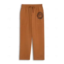 Men's Linen Pants Trousers Summer Pants Beach Pants Print Straight Leg Graphic Sun Soft Outdoor Full Length Home Casual Daily Fashion Streetwear White Blue Micro-elastic