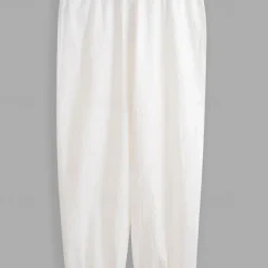 Men's Linen Pants Trousers Summer Pants Elastic Waist Straight Leg High Rise Solid Color Comfort Breathable Full Length Wedding Holiday Vacation Fashion Black White High Waist Inelastic