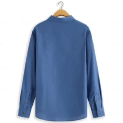 Men's Linen Shirt 55% Linen Print Shirt White Blue Long Sleeve Faith Lapel Spring & Fall Outdoor Daily Clothing Apparel