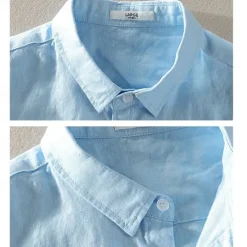 Men's Linen Shirt Casual Shirt Cotton Linen Shirt Button Up Shirt Pattern Vacation Street Black White Pink Dark Navy Short Sleeve Lapel Summer Clothing Apparel Button-Down