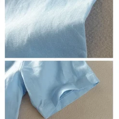 Men's Linen Shirt Casual Shirt Cotton Linen Shirt Button Up Shirt Pattern Vacation Street Black White Pink Dark Navy Short Sleeve Lapel Summer Clothing Apparel Button-Down