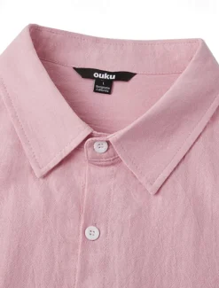 Men's Linen Shirt Casual Shirt Beach Shirt Button Up Shirt Untucked Shirts Plain Vacation Curise Black White Pink Navy Blue Long Sleeve Lapel Spring & Summer Clothing Apparel Basic