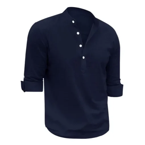 Men's Linen Shirt Chinese Collar Shirt Mandarin Collar Shirt Summer Shirt Beach Shirt Plain Vacation Hawaiian White Pink Blue Green Long Sleeve Stand Collar Spring & Summer Clothing Apparel Basic