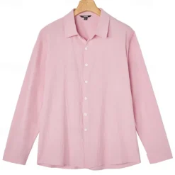 Men's Linen Shirt Summer Shirt Beach Wear Casual Shirt Button Up Shirt Plain Casual Daily Light Yellow White Pink Dark Navy Long Sleeve Spring & Summer Clothing Apparel