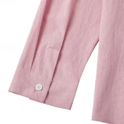 Men's Linen Shirt Summer Shirt Beach Wear Casual Shirt Button Up Shirt Plain Casual Daily Light Yellow White Pink Dark Navy Long Sleeve Spring & Summer Clothing Apparel