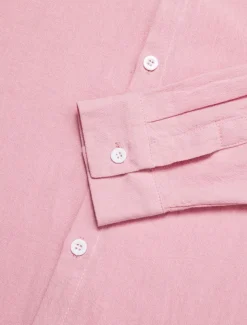 Men's Linen Shirt Summer Shirt Casual Shirt Beach Shirt Button Up Shirt Plain Casual Daily Light Yellow White Pink Dark Navy Long Sleeve Spring & Summer Clothing Apparel