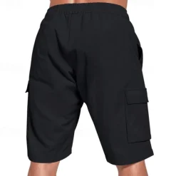 Men's Linen Shorts Summer Shorts Beach Shorts Pocket Drawstring Elastic Waist Plain Comfort Breathable Short Vacation Holiday Beach Hawaiian Boho Black White