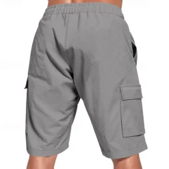 Men's Linen Shorts Summer Shorts Beach Shorts Pocket Drawstring Elastic Waist Plain Comfort Breathable Short Vacation Holiday Beach Hawaiian Boho Black White