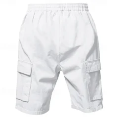 Men's Linen Shorts Summer Shorts Beach Shorts Pocket Drawstring Elastic Waist Plain Comfort Breathable Short Vacation Holiday Beach Hawaiian Boho Black White