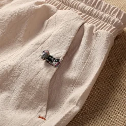 Men's Linen Shorts Summer Shorts Crop Patchwork Drawstring Elastic Waist Plain Comfort Breathable Outdoor Daily Going out Fashion Casual Black White