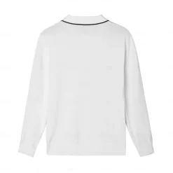 Men's Linen Silk Cotton Quarter Zip Pullover Sweater Knit Half Zip Knitwear Elegant Home Dailywear Clothing Apparel Fall Winter Black White S M L