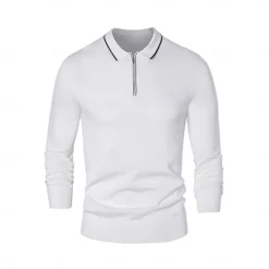 Men's Linen Silk Cotton Quarter Zip Pullover Sweater Knit Half Zip Knitwear Elegant Home Dailywear Clothing Apparel Fall Winter Black White S M L