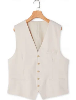 Men's Linen Waistcoat Suits Wedding Shorts Vest Summer Solid Formal Light Blue Sky Blue Dark Navy Colored Causal 2 Piece Tailored Fit