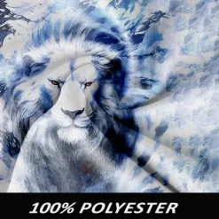 Men's Lion Winter Coat Fleece Jacket Overcoat Thermal Comfortable Artistic Casual Outdoor Party Evening Wear Daily Wear Buttons 3D Print Front Pocket Winter Turndown Long Sleeve Blue