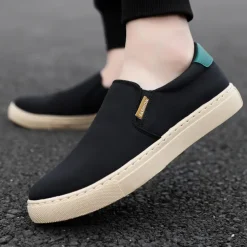 Men's Loafers & Slip-Ons Dress Loafers Walking Casual Daily Canvas Breathable Loafer Black White Green Spring Fall