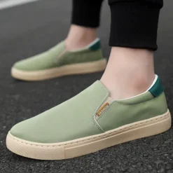 Men's Loafers & Slip-Ons Dress Loafers Walking Casual Daily Canvas Breathable Loafer Black White Green Spring Fall