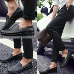 Men's Loafers & Slip-Ons Moccasin Comfort Shoes Casual Outdoor Daily Faux Leather Breathable Loafer Black Brown Spring