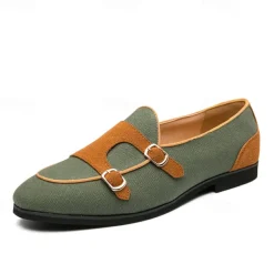 Men's Loafers & Slip-Ons Penny Loafers Suede Nylon Comfortable Slip Resistant Loafer Buckle White Green Color Block
