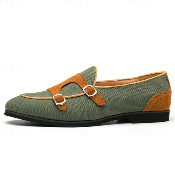 Men's Loafers & Slip-Ons Penny Loafers Suede Nylon Comfortable Slip Resistant Loafer Buckle White Green Color Block