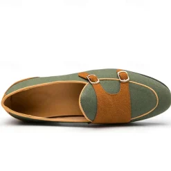 Men's Loafers & Slip-Ons Penny Loafers Suede Nylon Comfortable Slip Resistant Loafer Buckle White Green Color Block