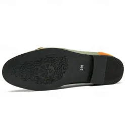 Men's Loafers & Slip-Ons Penny Loafers Suede Nylon Comfortable Slip Resistant Loafer Buckle White Green Color Block