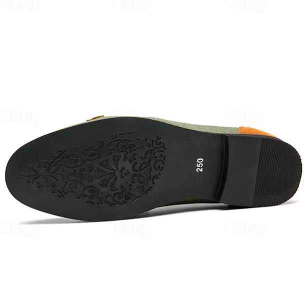 Men's Loafers & Slip-Ons Penny Loafers Suede Nylon Comfortable Slip Resistant Loafer Buckle White Green Color Block