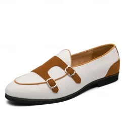 Men's Loafers & Slip-Ons Penny Loafers Suede Nylon Comfortable Slip Resistant Loafer Buckle White Green Color Block