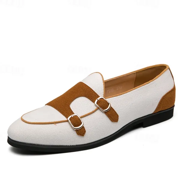 Men's Loafers & Slip-Ons Penny Loafers Suede Nylon Comfortable Slip Resistant Loafer Buckle White Green Color Block