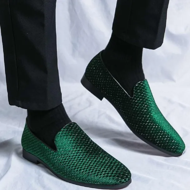 Men's Loafers & Slip-Ons Plus Size Driving Loafers Walking Business British Wedding Party & Evening St. Patrick's Day Fabric Black White Blue Spring Fall