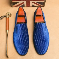 Men's Loafers & Slip-Ons Plus Size Driving Loafers Walking Business British Wedding Party & Evening St. Patrick's Day Fabric Black White Blue Spring Fall