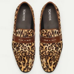 Men's Loafers & Slip-Ons Print Shoes Dress Loafers Leather Italian Full-Grain Cowhide Comfortable Slip Resistant Loafer Yellow-Brown