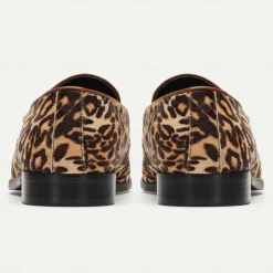 Men's Loafers & Slip-Ons Print Shoes Dress Loafers Leather Italian Full-Grain Cowhide Comfortable Slip Resistant Loafer Yellow-Brown