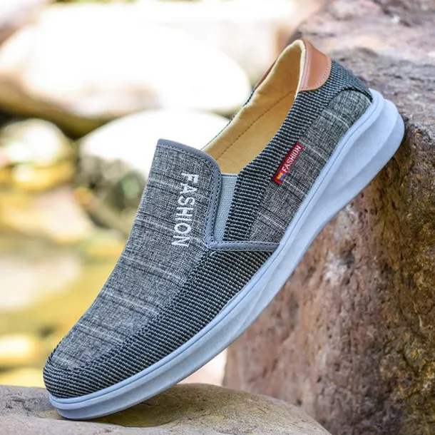 Men's Loafers & Slip-Ons Slip-on Sneakers Walking Classic Casual Outdoor Daily Canvas Breathable Loafer Coffee Gray Striped Spring Fall