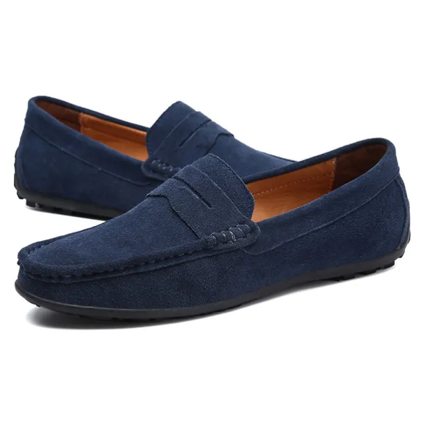Men's Loafers & Slip-Ons Suede Shoes Plus Size Penny Loafers Driving Loafers Casual Outdoor Daily Suede Loafer Black Burgundy Navy Blue Summer Spring