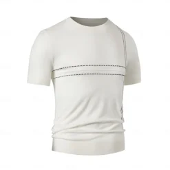 Men's Lyocell T Shirt Horizontal Vertical Stripes Crew Neck School Training Short Sleeve Side Stripe Stripe Clothing Apparel Knitwear Vacation Vintage Neutral