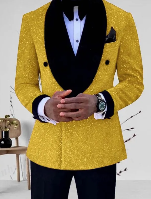 Men's Mardi Gras Sparkly Suits Shawl Collar Silver Black Solid Colored Tailored Fit 2 Piece Single Breasted One-button