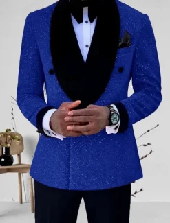 Men's Mardi Gras Sparkly Suits Shawl Collar Silver Black Solid Colored Tailored Fit 2 Piece Single Breasted One-button