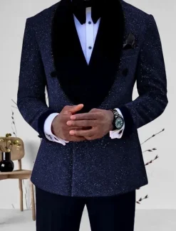 Men's Mardi Gras Sparkly Suits Shawl Collar Silver Black Solid Colored Tailored Fit 2 Piece Single Breasted One-button