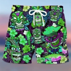 Men's Mask Flower / Plants Swimming Trunks Board Shorts Swim Shorts Mid Waist Hawaiian Ethnic Boho Casual Daily Holiday Drawstring with Mesh lining Elastic Waist Designer Clothing Apparel