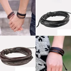 Men's Men Women 1PC Cuff Links Vintage Bracelet Loom Bracelet Gift Beach Retro Adjustable Simple European Black Brown