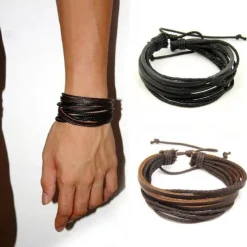 Men's Men Women 1PC Cuff Links Vintage Bracelet Loom Bracelet Gift Beach Retro Adjustable Simple European Black Brown