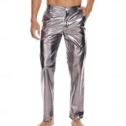 Men's Metallic Shiny Pants Night Club Pants 70s 80s 90s Disco Pant Party Dance Straight Leg Trousers