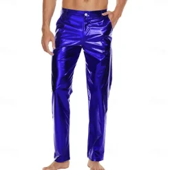 Men's Metallic Shiny Pants Night Club Pants 70s 80s 90s Disco Pant Party Dance Straight Leg Trousers