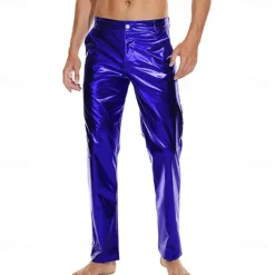 Men's Metallic Shiny Pants Night Club Pants 70s 80s 90s Disco Pant Party Dance Straight Leg Trousers