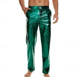 Men's Metallic Shiny Pants Night Club Pants 70s 80s 90s Disco Pant Party Dance Straight Leg Trousers
