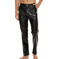Men's Metallic Shiny Pants Night Club Pants 70s 80s 90s Disco Pant Party Dance Straight Leg Trousers