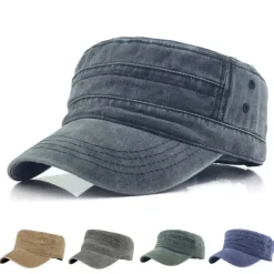 Men's Military Cap Cadet Hat Black Navy Blue Washed Cotton Pure Color Adjustable Daily Stylish Street Dailywear Vintage Sports Portable
